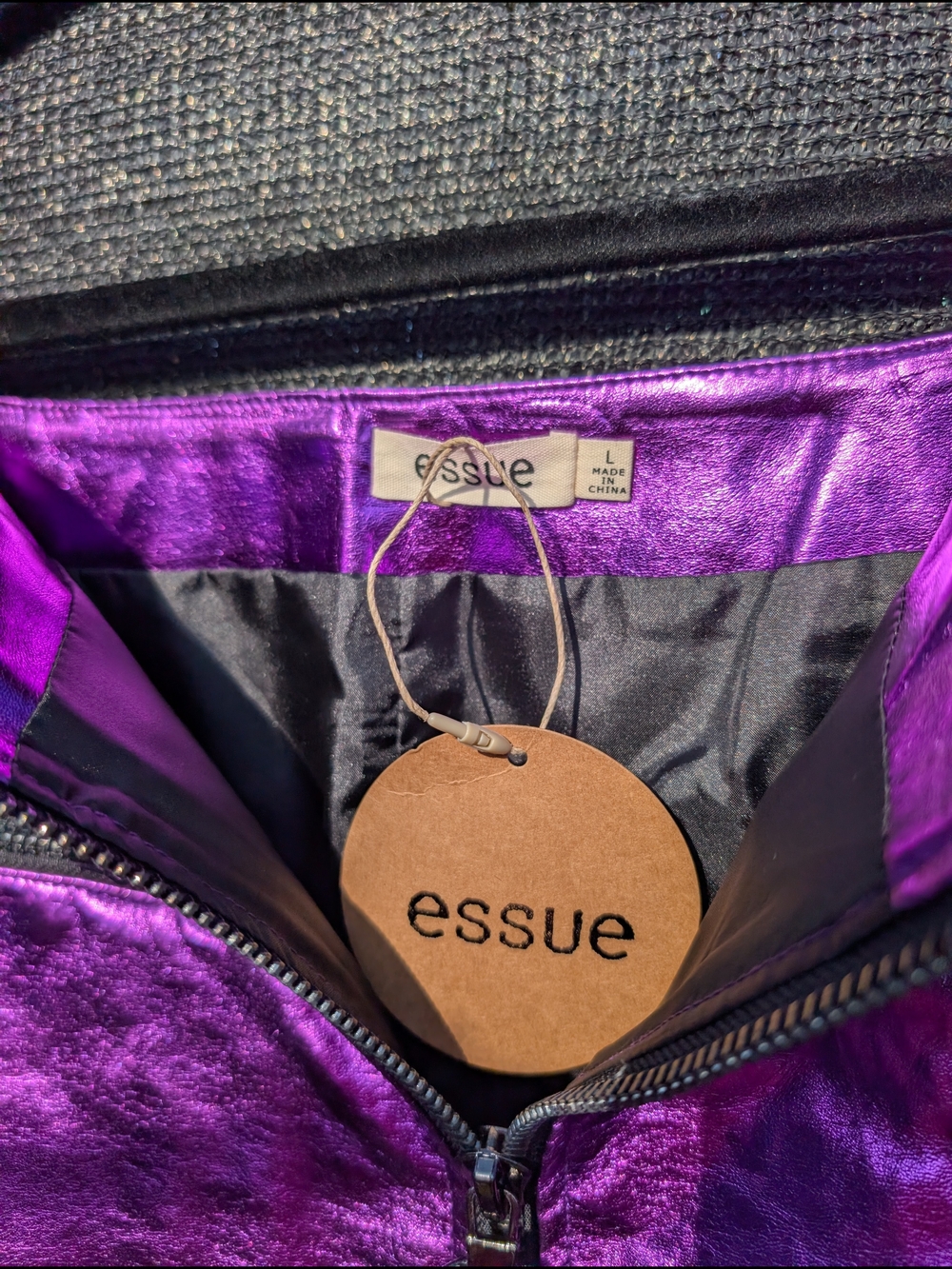 Metallic Purple Or Orange Zip-Front Mini Skirt - Picture 7 of 10